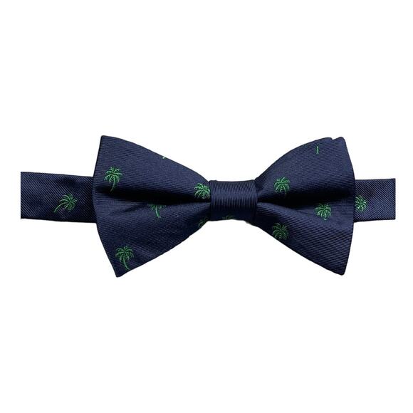 Tommy Hilfiger Mens Blue Palm Tree Silk Bowtie Adjustable - Picture 1 of 7